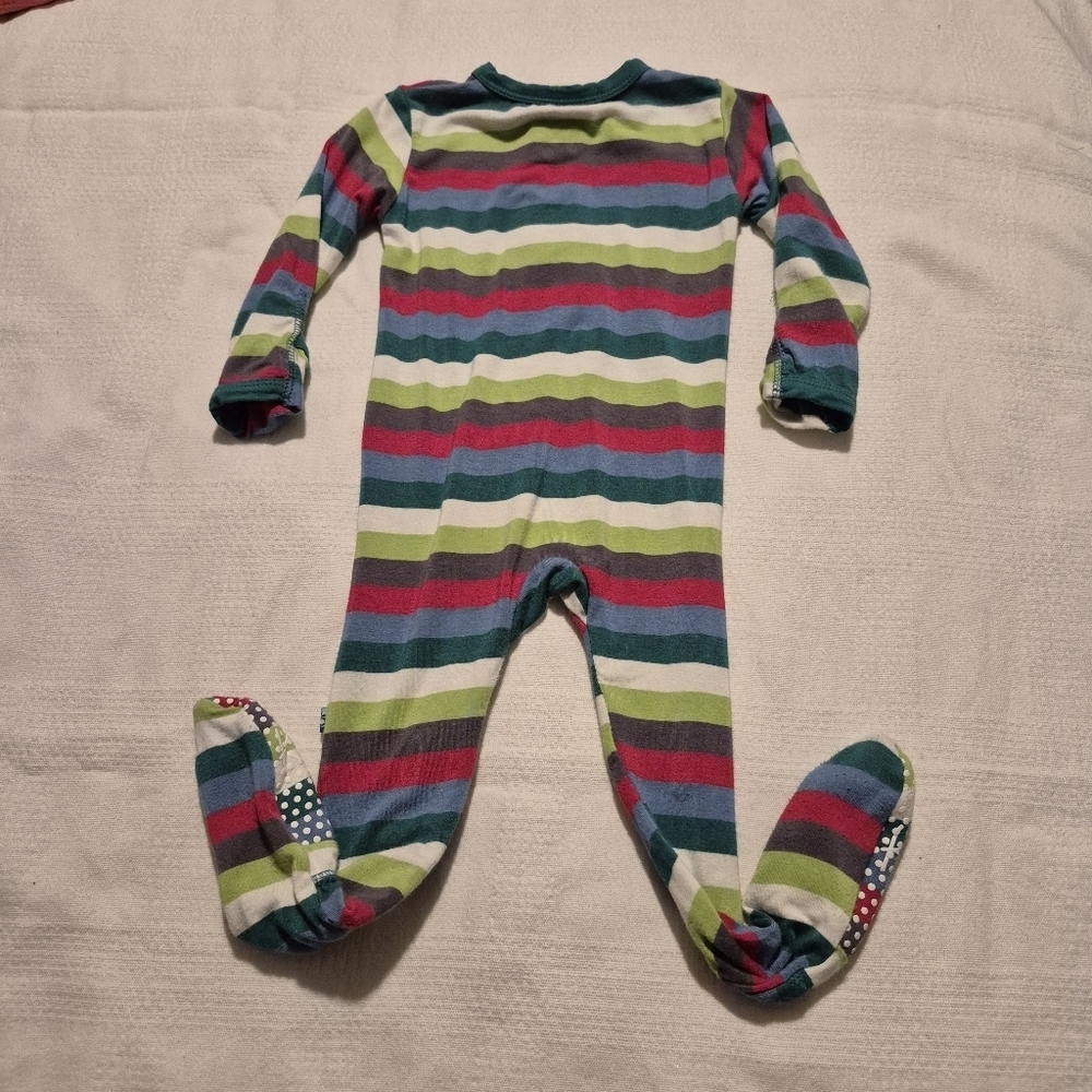 Kickee pants boys 6-9 months striped zipper closure footie VGUC - Picture 2 of 6